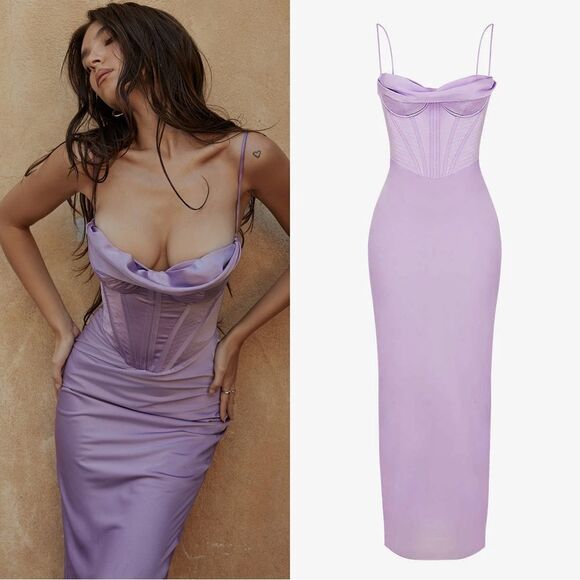 House of CB CHARMAINE CORSET MAXI DRESS in Lavender - Picture 1 of 17